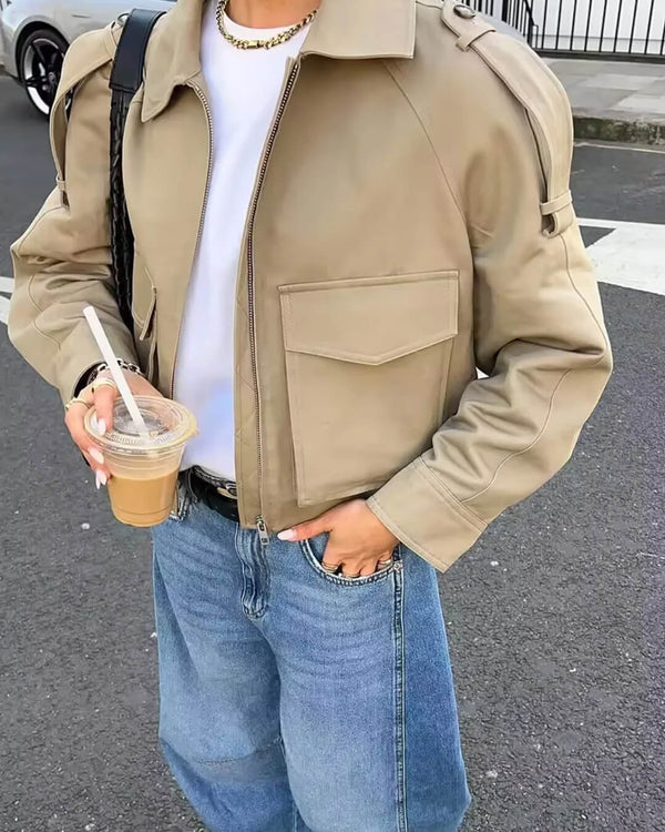 SEAME - Ella Cropped Trench Jacket beige L